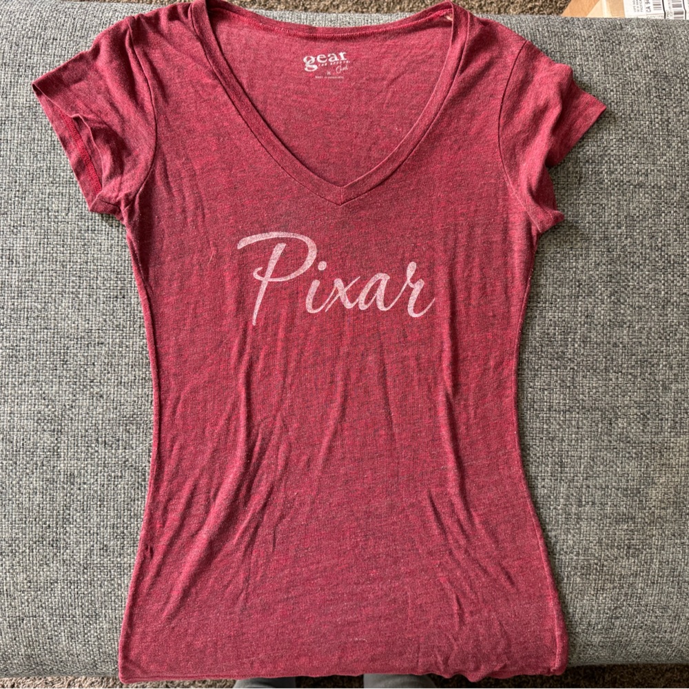 Pixar Red V Neck Knit Tee Medium